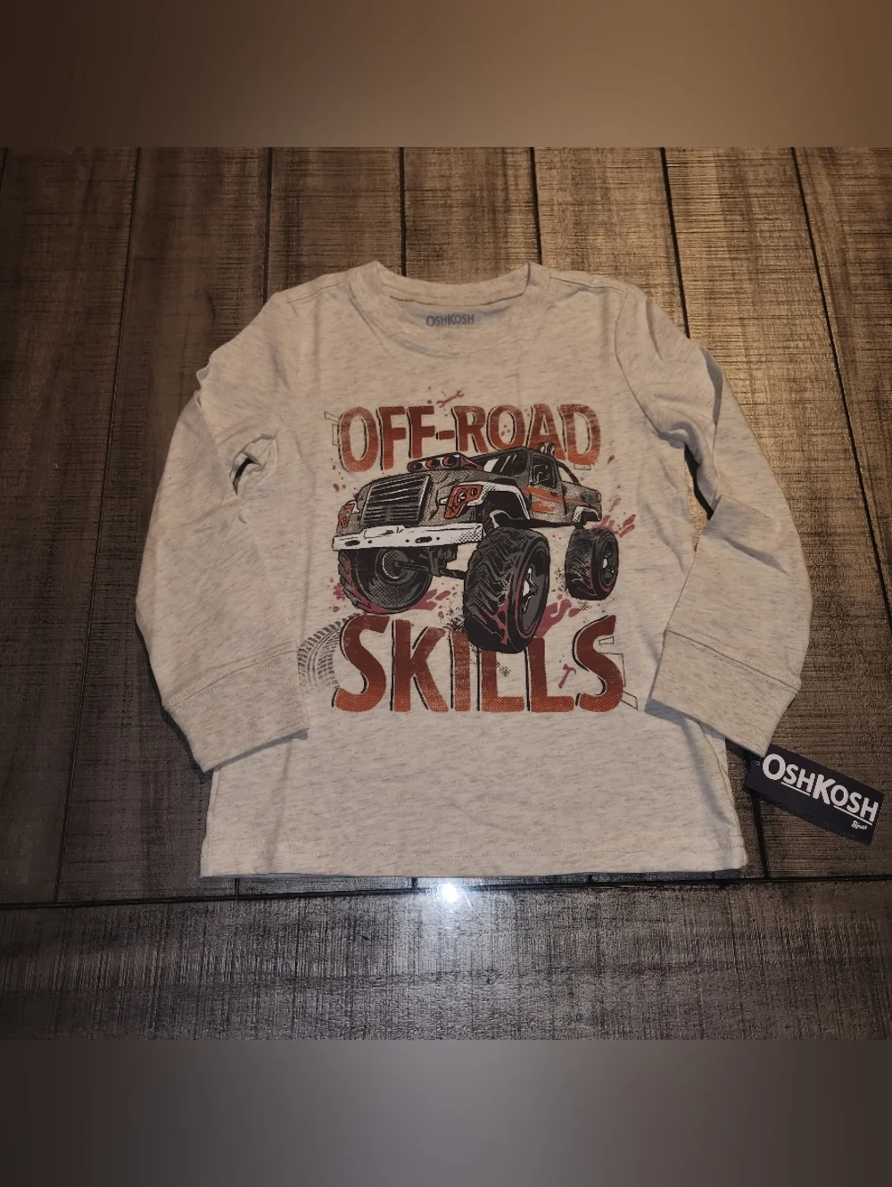 NWT OshKosh 'Off-Road Skills' Graphic Tee - Light Heather Gray